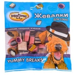 Мнямс лакомство для собак "Жевалки YUMMY BREAKS" с курицей, говядиной и ягненком